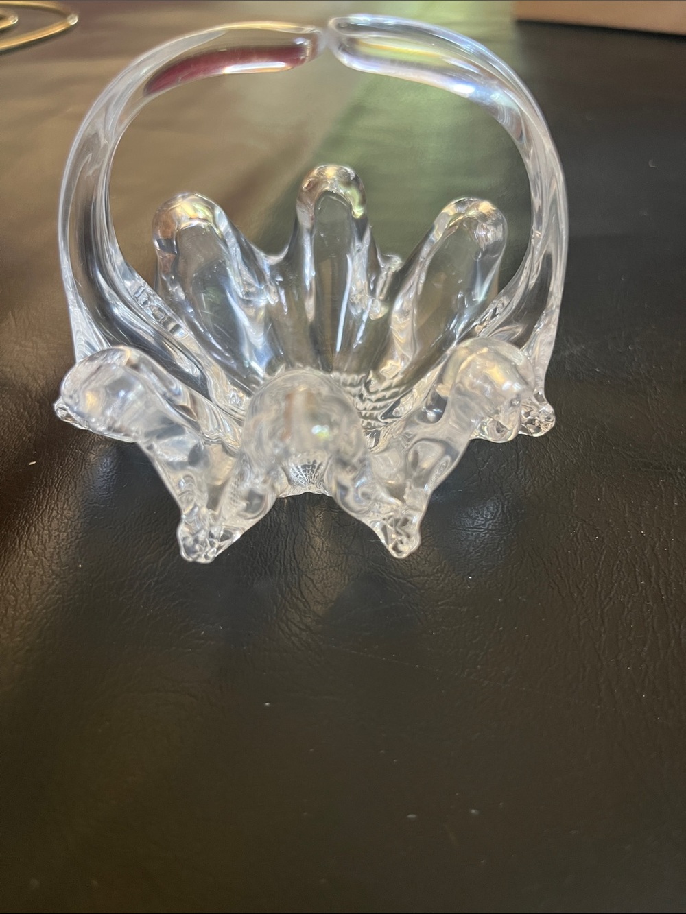 Clear Pressed small Glass Bowl/basket with Scalloped Edge